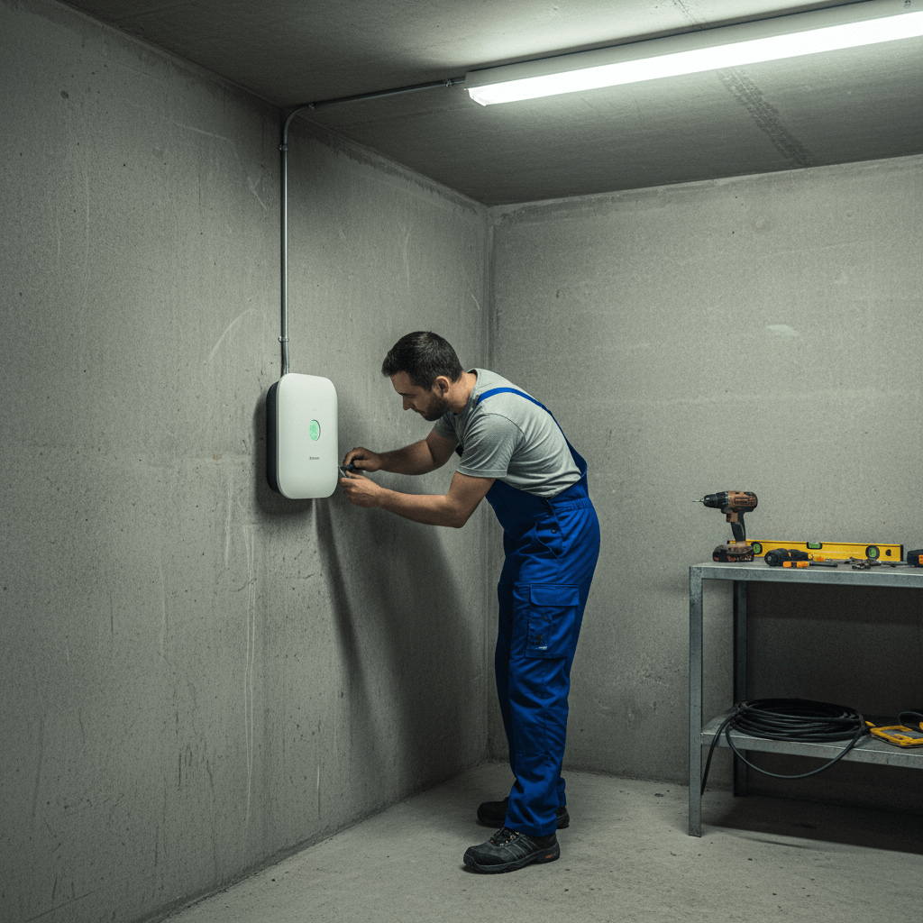 Wallbox Installation in einer Garage für Elektroauto